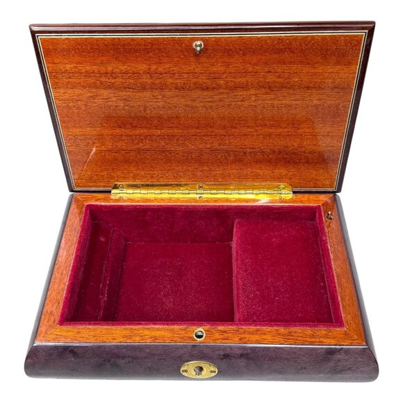 Vintage Italian Inlaid Wood Music Jewelry Box Mayflower Sorrento Yellow Flowers - Picture 4 of 13